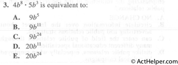 3. 4b^8 • 5b^3 is equivalent to: