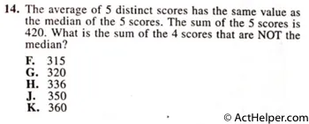 14. The average of 5 distinct scores has the same value as