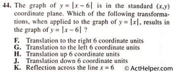 44. The graph of y Ix — 61 is in the standard (x,y)