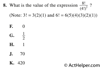 8. What is the value of the expression __8_!_ ? (4!)2