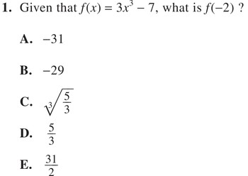 Given that f(x) = 3x³ − 7, what is f(−2)?